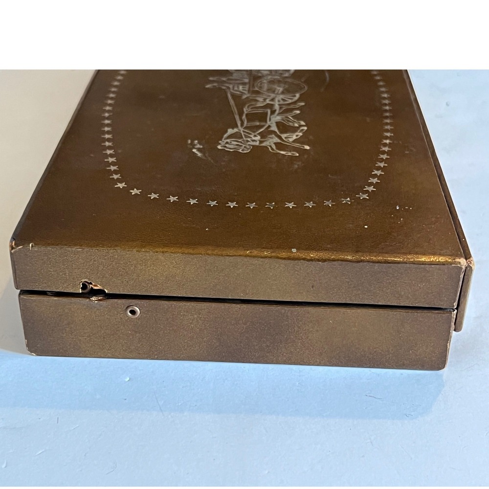 Vintage Hickok Mens Jewelry Box Valet Case Bronze‎ Stagecoach Star Design Gold